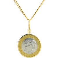 18K Yellow Gold 18-Inch Necklace with Italian Coin Pendant