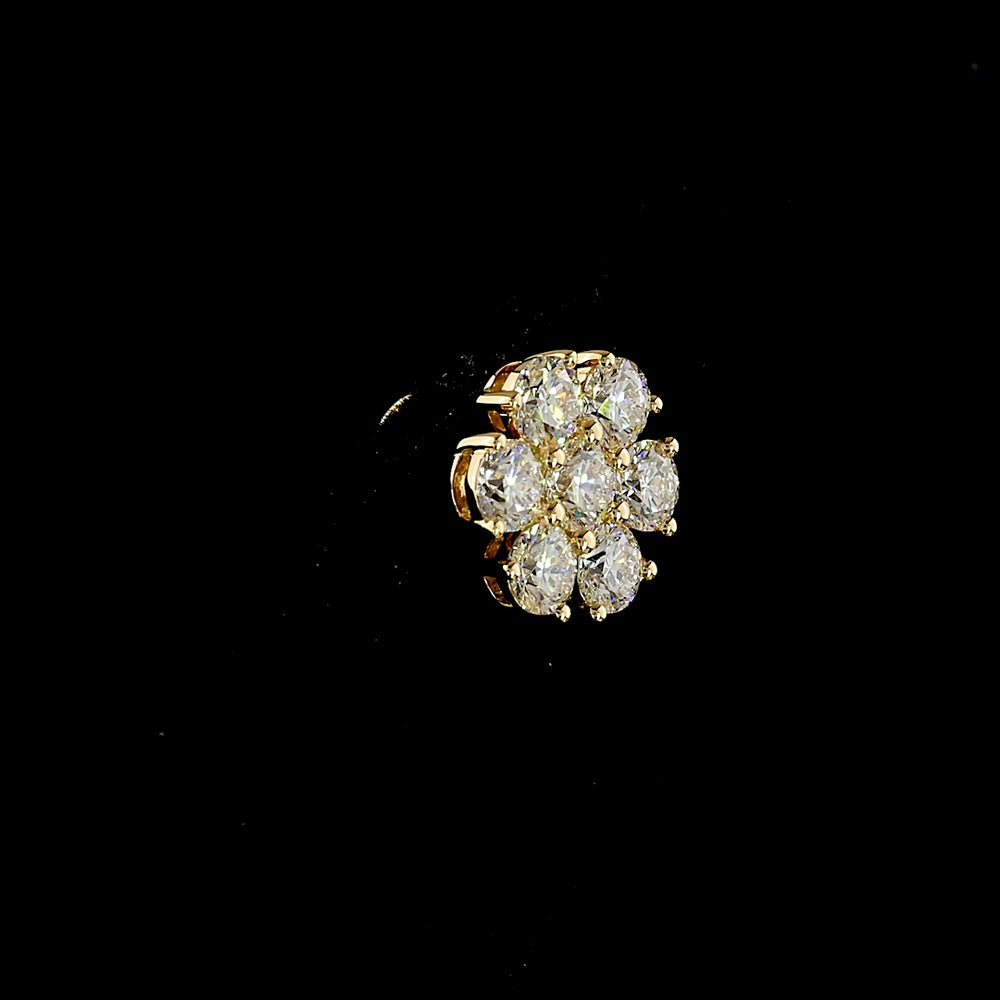 18K Yellow Gold 2 Carat Lab Diamond Floral Cluster Stud Earrings - Round Brilliant Cut with E-F VS1 Clarity - Covaloro Fine Jewelry