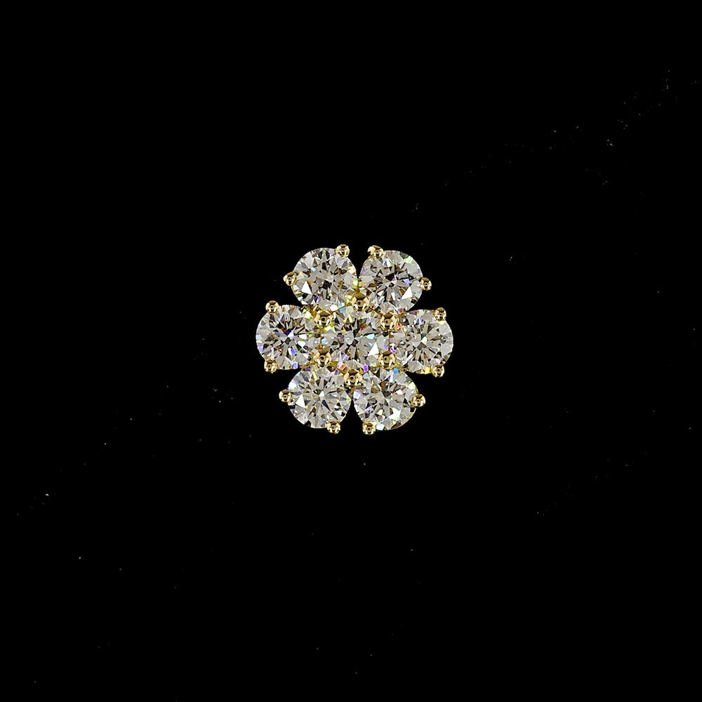18K Yellow Gold 2 Carat Lab Diamond Floral Cluster Stud Earrings - Round Brilliant Cut with E-F VS1 Clarity - Covaloro Fine Jewelry