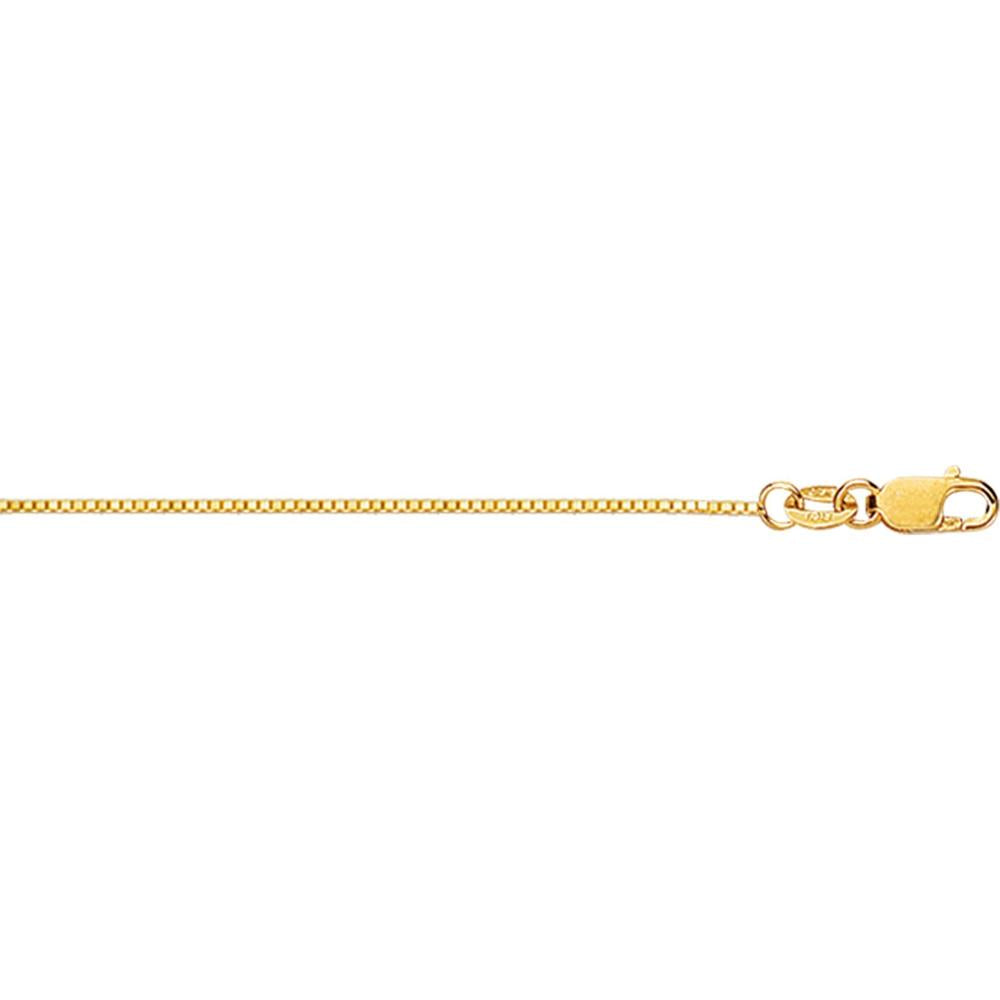 18K Yellow Gold 20" Classic Box Chain Necklace with Polished Finish - 0.6mm by Orozza Fine Jewelry