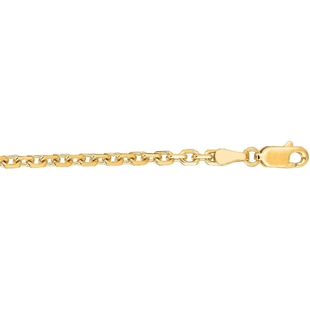 18K Yellow Gold 20" Diamond Cut Cable Chain with Lobster Clasp - 2.6mm Width by Orozza Fine Jewelry
