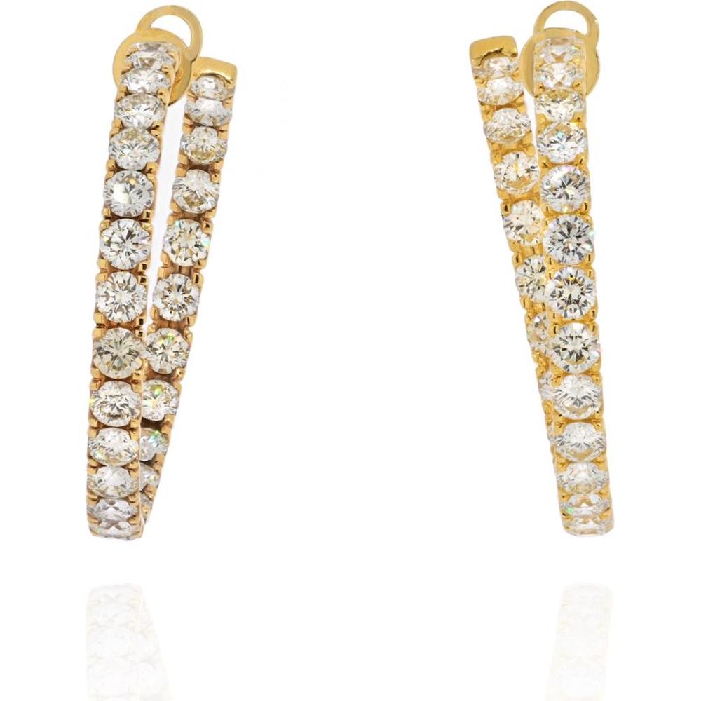 18K Yellow Gold 21.50 Total Carat Weight Carat Diamond Hoop Earrings