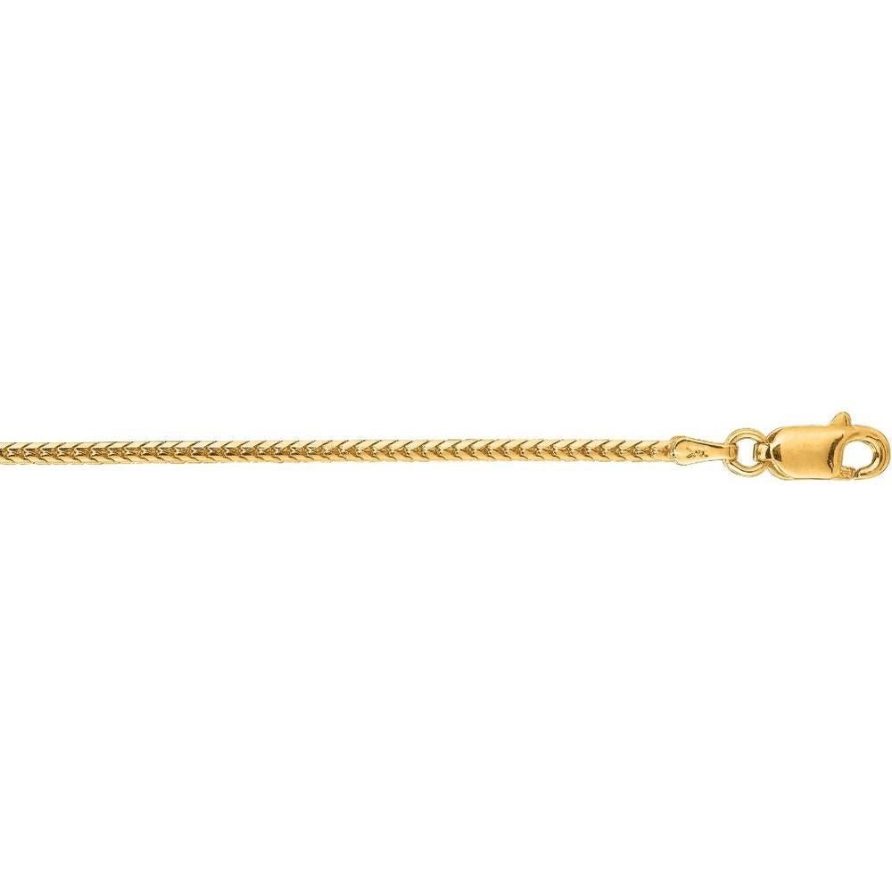 18K Yellow Gold 24" Franco Chain with Lobster Clasp - 1.6mm Width by Orozza Fine Jewelry