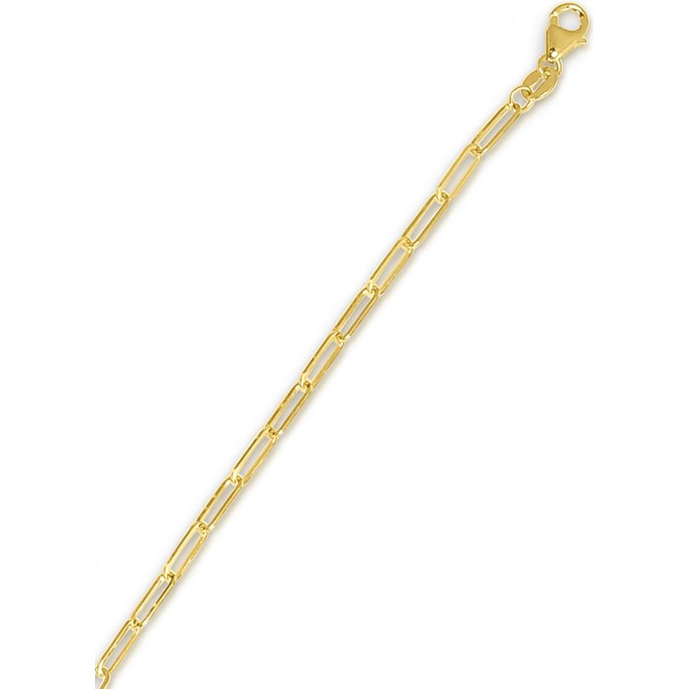 18K Yellow Gold 24" Paperclip Link Chain Necklace with Polished Finish by Orozza Fine Jewelry