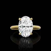 18K Yellow Gold 3.13 Carat Oval Cut Lab Diamond Hidden Halo Ring with E VS1 Clarity IGI Certified - Covaloro Fine Jewelry