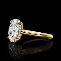 18K Yellow Gold 3.13 Carat Oval Cut Lab Diamond Hidden Halo Ring with E VS1 Clarity IGI Certified - Covaloro Fine Jewelry