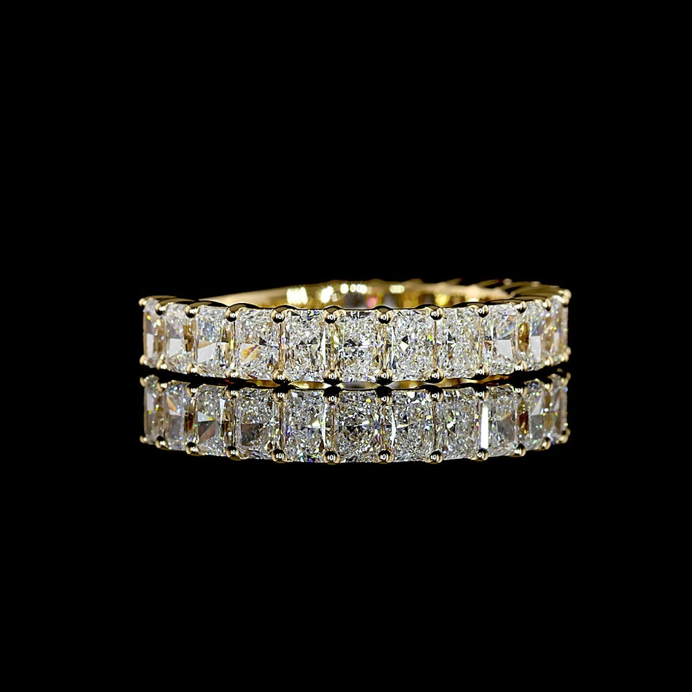 18K Yellow Gold 3/4 Eternity Band with 19 North-South Radiant Cut Lab Diamonds - 2.32 Carats Total Diamond Weight - Covaloro Fine Jewelry