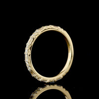 18K Yellow Gold 3/4 Eternity Band with Alternating Baguette and Round Brilliant Lab Diamonds - 0.54 Carats Total Diamond Weight - Covaloro Fine Jewelry