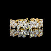 18K Yellow Gold 3/4 Eternity Band with Alternating Marquise and Round Brilliant Lab Diamonds - 1.24 Carat Total Diamond Weight, E-F Color VS2 Clarity - Covaloro Fine Jewelry
