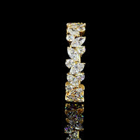 18K Yellow Gold 3/4 Eternity Band with Alternating Marquise and Round Brilliant Lab Diamonds - 1.24 Carat Total Diamond Weight, E-F Color VS2 Clarity - Covaloro Fine Jewelry