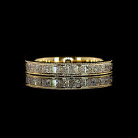 18K Yellow Gold 3/4 Eternity Band with Channel Set Princess Cut Lab Diamonds - 1.18 Carat Total Weight, E-F Color VS1 Clarity - Covaloro Fine Jewelry