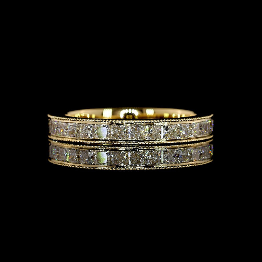 18K Yellow Gold 3/4 Eternity Band with Channel Set Princess Cut Lab Diamonds - 1.18 Carat Total Weight, E-F Color VS1 Clarity - Covaloro Fine Jewelry