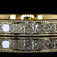 18K Yellow Gold 3/4 Eternity Band with Channel Set Princess Cut Lab Diamonds - 1.18 Carat Total Weight, E-F Color VS1 Clarity - Covaloro Fine Jewelry