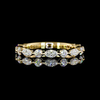 18K Yellow Gold 3/4 Eternity Band with East-West Marquise and Round Lab Diamonds - 0.53 Carats Total Diamond Weight - Covaloro Fine Jewelry