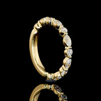 18K Yellow Gold 3/4 Eternity Band with East-West Marquise and Round Lab Diamonds - 0.53 Carats Total Diamond Weight - Covaloro Fine Jewelry