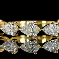 18K Yellow Gold 3/4 Eternity Band with East-West Prong Set Pear Shaped Lab Diamonds - 1.23 Carats Total Diamond Weight - Covaloro Fine Jewelry
