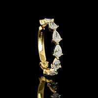 18K Yellow Gold 3/4 Eternity Band with East-West Prong Set Pear Shaped Lab Diamonds - 1.23 Carats Total Diamond Weight - Covaloro Fine Jewelry