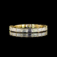 18K Yellow Gold 3/4 Eternity Band with East-West Set Baguette Lab Diamonds - 0.94 Carat Total Weight, E-F Color VS1 Clarity - Covaloro Fine Jewelry