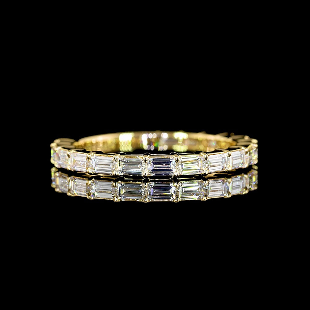 18K Yellow Gold 3/4 Eternity Band with East-West Set Baguette Lab Diamonds - 0.94 Carat Total Weight, E-F Color VS1 Clarity - Covaloro Fine Jewelry