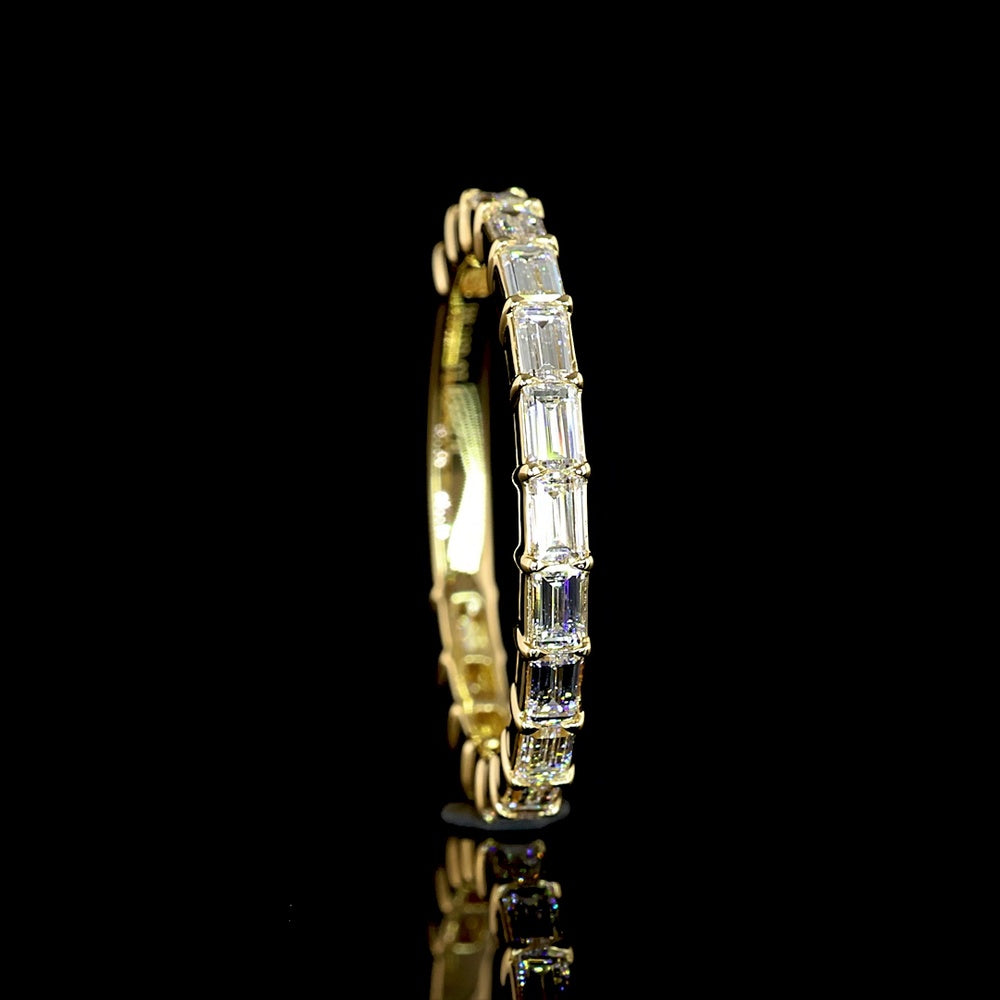 18K Yellow Gold 3/4 Eternity Band with East-West Set Baguette Lab Diamonds - 0.94 Carat Total Weight, E-F Color VS1 Clarity - Covaloro Fine Jewelry