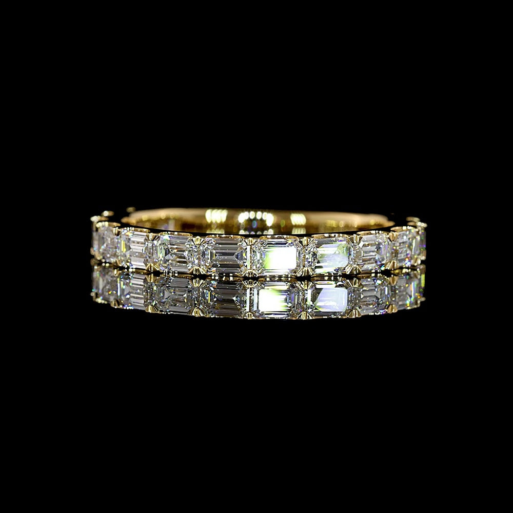 18K Yellow Gold 3/4 Eternity Band with East-West Set Emerald Cut Lab Diamonds - 1.38 Carat Total Weight, E-F Color, VS Clarity - Covaloro Fine Jewelry