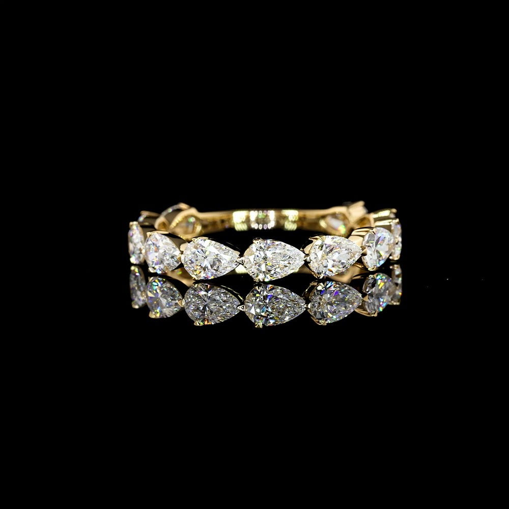 18K Yellow Gold 3/4 Eternity Band with East-West Set Pear Shape Lab Diamonds - 1.67 Carats Total Diamond Weight (E-F Color, VS1 Clarity) - Covaloro Fine Jewelry