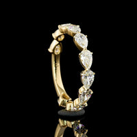 18K Yellow Gold 3/4 Eternity Band with East-West Set Pear Shape Lab Diamonds - 1.67 Carats Total Diamond Weight (E-F Color, VS1 Clarity) - Covaloro Fine Jewelry