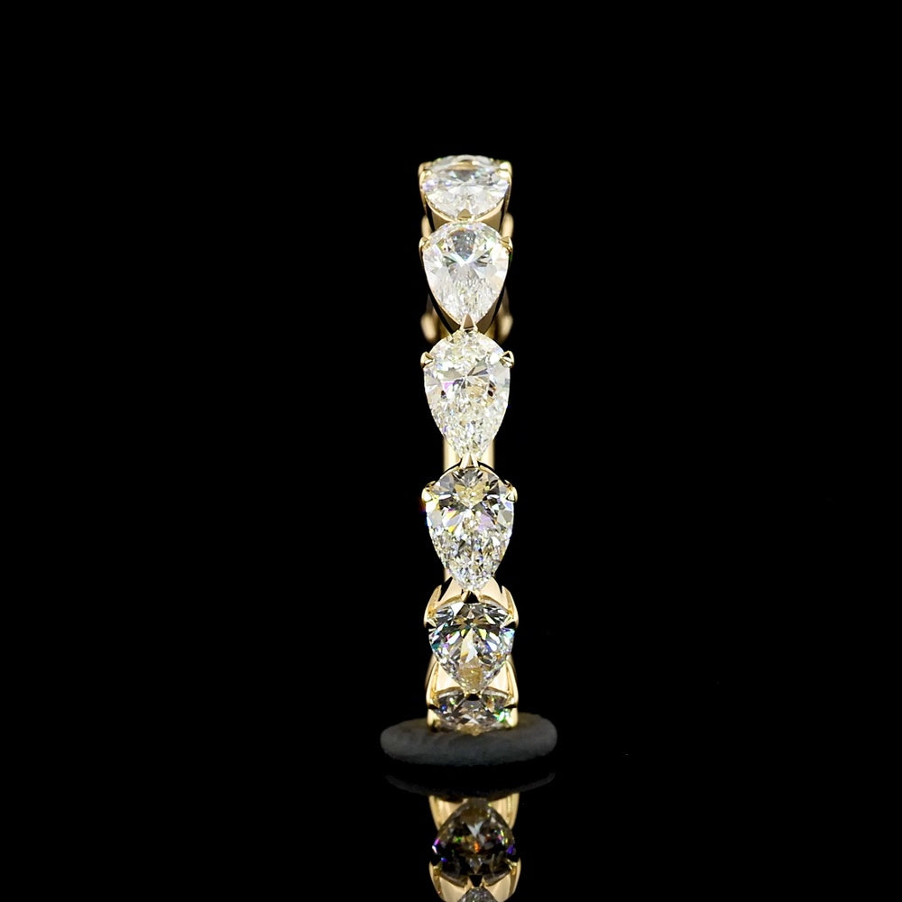 18K Yellow Gold 3/4 Eternity Band with East-West Set Pear Shape Lab Diamonds - 1.67 Carats Total Diamond Weight (E-F Color, VS1 Clarity) - Covaloro Fine Jewelry