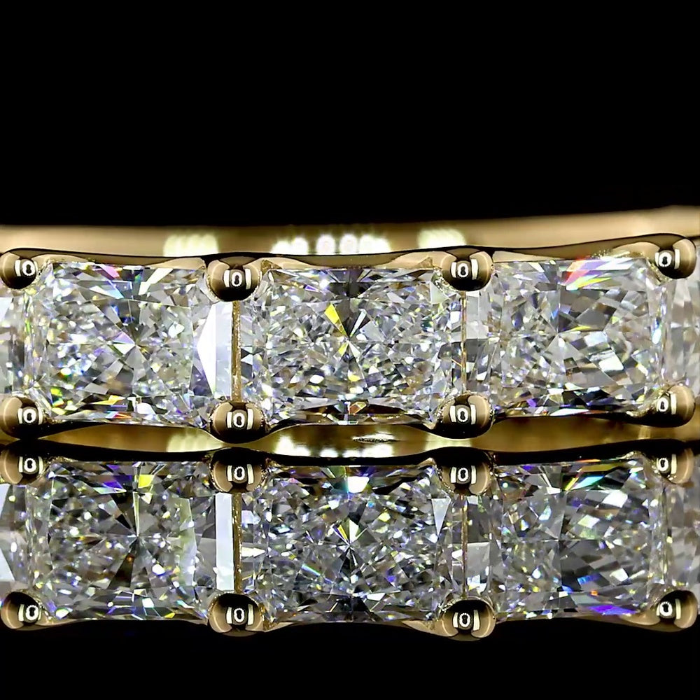 18K Yellow Gold 3/4 Eternity Band with East-West Set Radiant Cut Lab Diamonds - 2.29 Carat Total Weight - Covaloro Fine Jewelry
