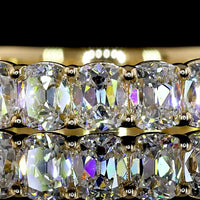 18K Yellow Gold 3/4 Eternity Band with North-South Antique Cushion Cut Lab Diamonds - 2.33 Carats Total Diamond Weight - Covaloro Fine Jewelry