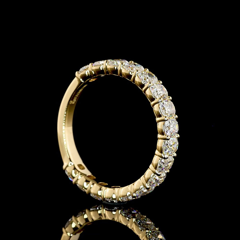 18K Yellow Gold 3/4 Eternity Band with North-South Antique Cushion Cut Lab Diamonds - 2.33 Carats Total Diamond Weight - Covaloro Fine Jewelry