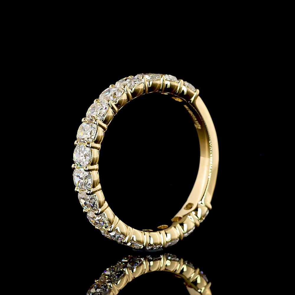 18K Yellow Gold 3/4 Eternity Band with North-South Antique Cushion Cut Lab Diamonds - 2.33 Carats Total Diamond Weight - Covaloro Fine Jewelry