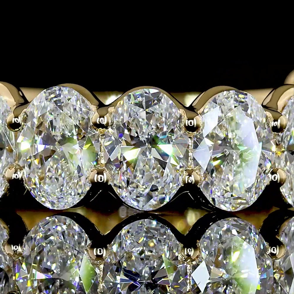 18K Yellow Gold 3/4 Eternity Band with North-South Oval Cut Lab Diamonds - 2.93 Carat Total Weight, E-F VS Clarity - Covaloro Fine Jewelry