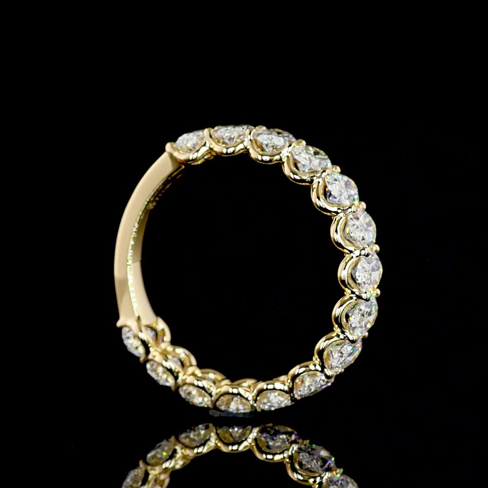 18K Yellow Gold 3/4 Eternity Band with North-South Oval Cut Lab Diamonds - 2.93 Carat Total Weight, E-F VS Clarity - Covaloro Fine Jewelry