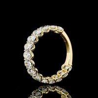 18K Yellow Gold 3/4 Eternity Band with North-South Oval Cut Lab Diamonds - 2.93 Carat Total Weight, E-F VS Clarity - Covaloro Fine Jewelry