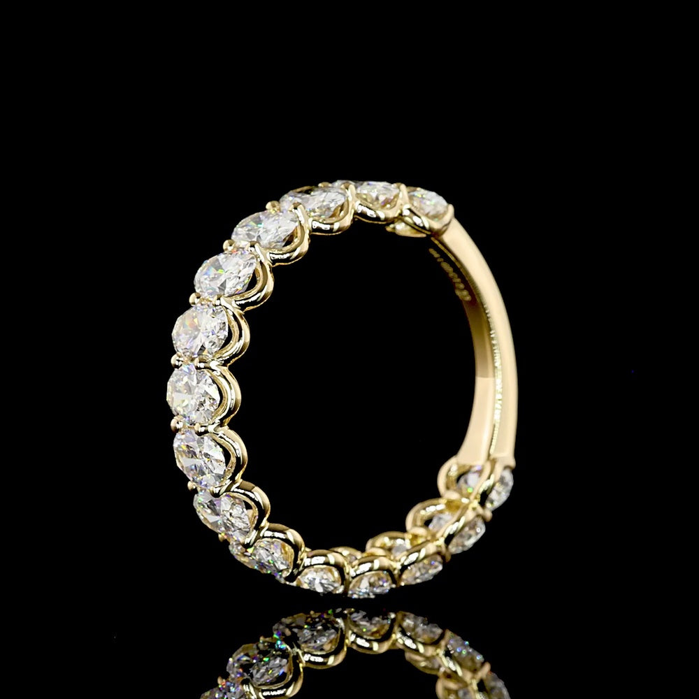 18K Yellow Gold 3/4 Eternity Band with North-South Oval Cut Lab Diamonds - 2.93 Carat Total Weight, E-F VS Clarity - Covaloro Fine Jewelry