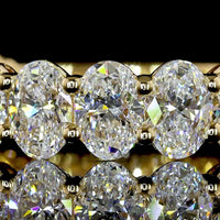 18K Yellow Gold 3/4 Eternity Band with North-South Oval Cut Lab Grown Diamonds - 3.21 Carat Total Weight, E-F Color VS1 Clarity - Covaloro Fine Jewelry
