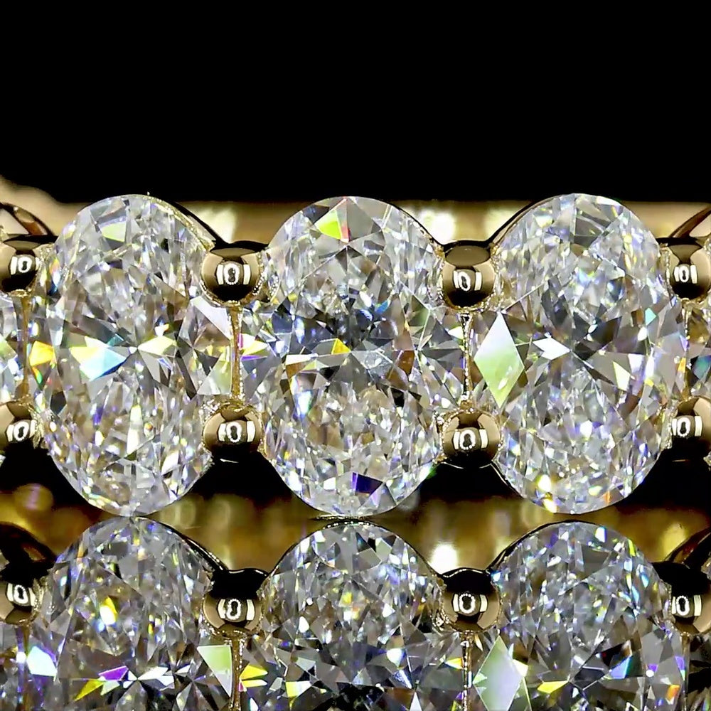 18K Yellow Gold 3/4 Eternity Band with North-South Oval Cut Lab Grown Diamonds - 3.21 Carat Total Weight, E-F Color VS1 Clarity - Covaloro Fine Jewelry