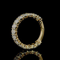 18K Yellow Gold 3/4 Eternity Band with North-South Oval Cut Lab Grown Diamonds - 3.21 Carat Total Weight, E-F Color VS1 Clarity - Covaloro Fine Jewelry