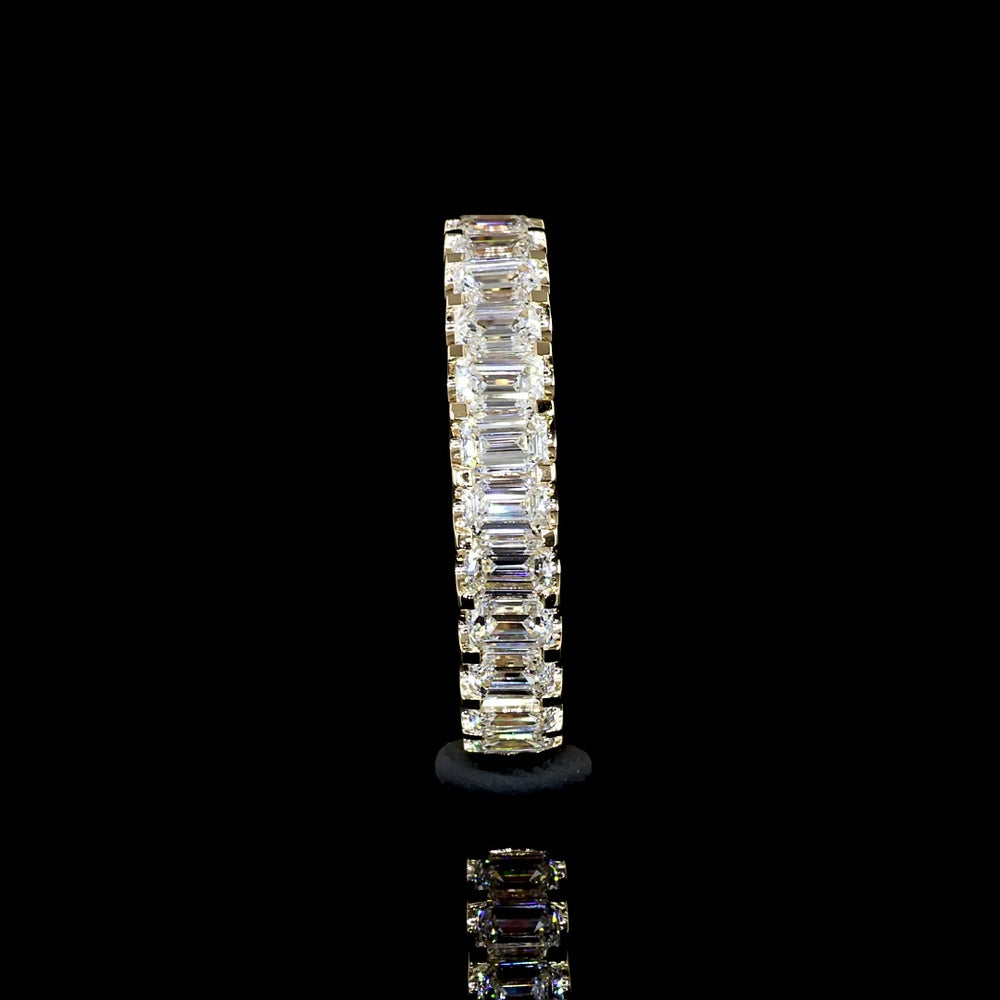 18K Yellow Gold 3/4 Eternity Band with North-South Prong Set Emerald Cut Lab Diamonds - 1.22 Carat Total Diamond Weight - Covaloro Fine Jewelry