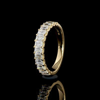 18K Yellow Gold 3/4 Eternity Band with North-South Prong Set Emerald Cut Lab Diamonds - 1.22 Carat Total Diamond Weight - Covaloro Fine Jewelry