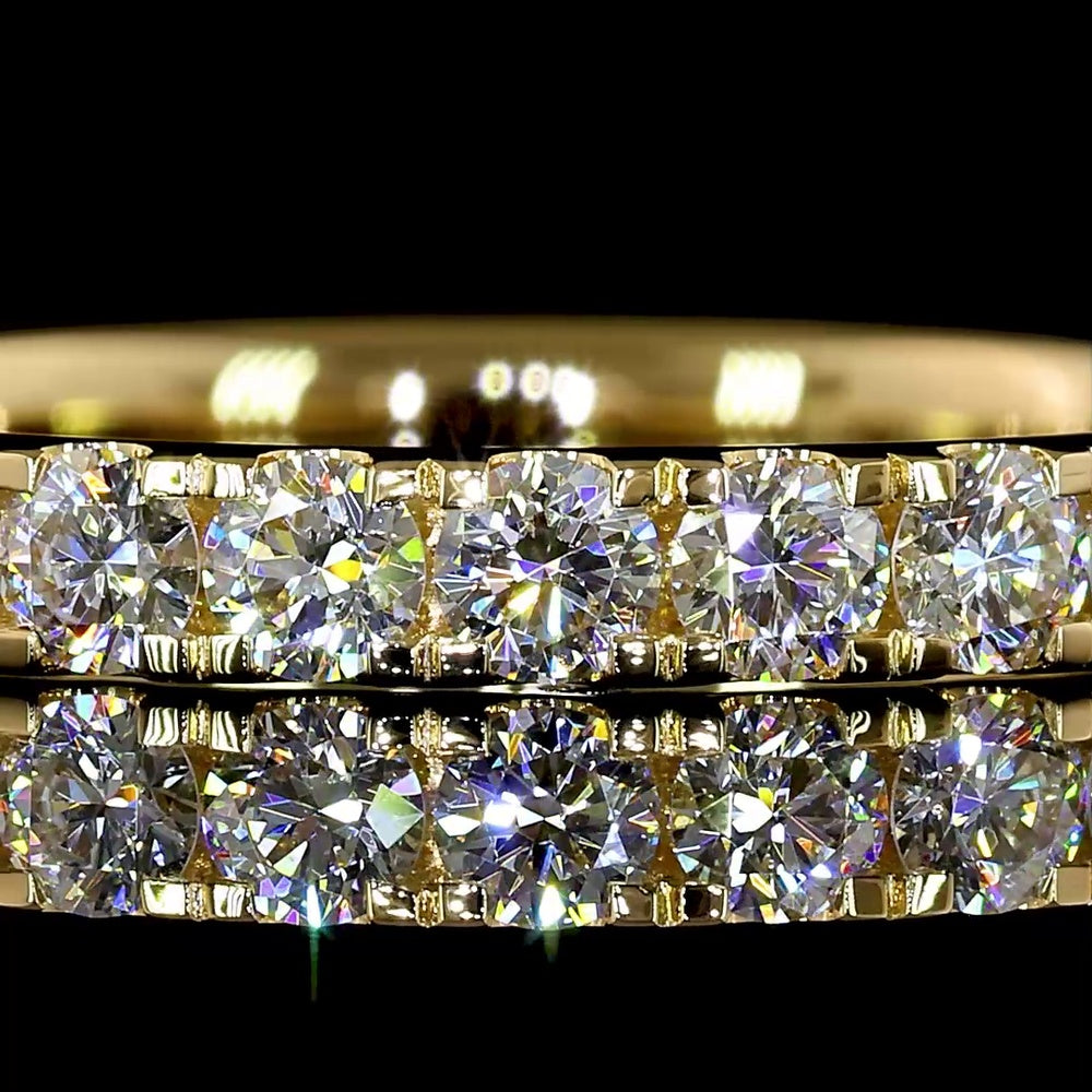 18K Yellow Gold 3/4 Eternity Band with Pavé Micro Set Round Lab Diamonds - 0.87 Carat Total Diamond Weight - Covaloro Fine Jewelry