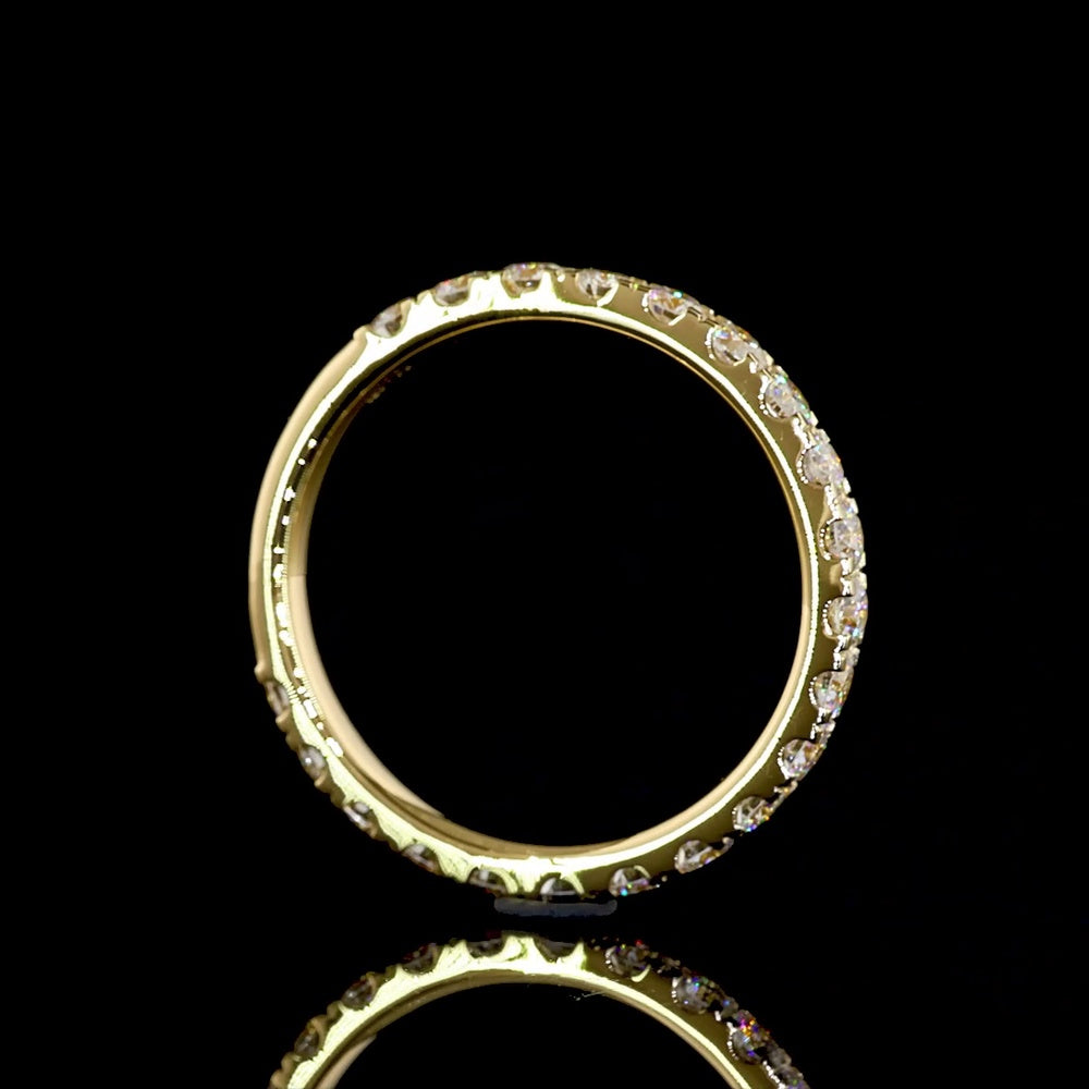 18K Yellow Gold 3/4 Eternity Band with Pavé Micro Set Round Lab Diamonds - 0.87 Carat Total Diamond Weight - Covaloro Fine Jewelry