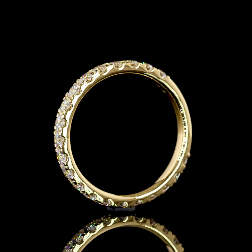 18K Yellow Gold 3/4 Eternity Band with Pavé Micro Set Round Lab Diamonds - 0.87 Carat Total Diamond Weight - Covaloro Fine Jewelry