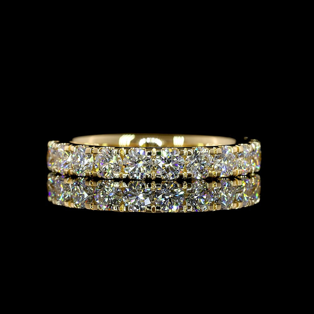 18K Yellow Gold 3/4 Eternity Band with Pavé Micro Set Round Lab Diamonds - 1.68 Carats Total Diamond Weight, E-F Color VS1 Clarity - Covaloro Fine Jewelry