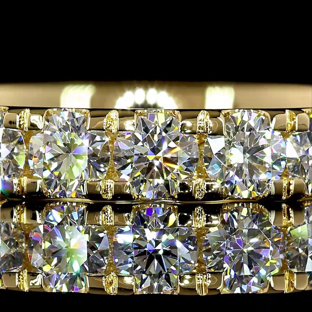 18K Yellow Gold 3/4 Eternity Band with Pavé Micro Set Round Lab Diamonds - 1.68 Carats Total Diamond Weight, E-F Color VS1 Clarity - Covaloro Fine Jewelry