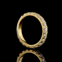 18K Yellow Gold 3/4 Eternity Band with Pavé Micro Set Round Lab Diamonds - 1.68 Carats Total Diamond Weight, E-F Color VS1 Clarity - Covaloro Fine Jewelry