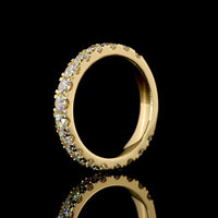 18K Yellow Gold 3/4 Eternity Band with Pavé Micro Set Round Lab Diamonds - 1.68 Carats Total Diamond Weight, E-F Color VS1 Clarity - Covaloro Fine Jewelry