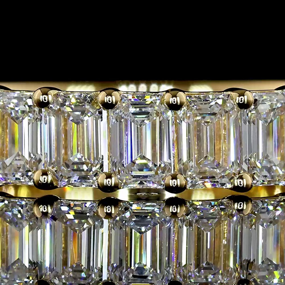 18K Yellow Gold 3/4 Eternity Band with Prong Set Emerald Cut Lab Diamonds - 1.72 Carat Total Diamond Weight, E-F Color VS Clarity - Covaloro Fine Jewelry