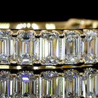 18K Yellow Gold 3/4 Eternity Band with U-Prong Set Emerald Cut Lab Diamonds - 2.11 Carat Total Weight - Covaloro Fine Jewelry